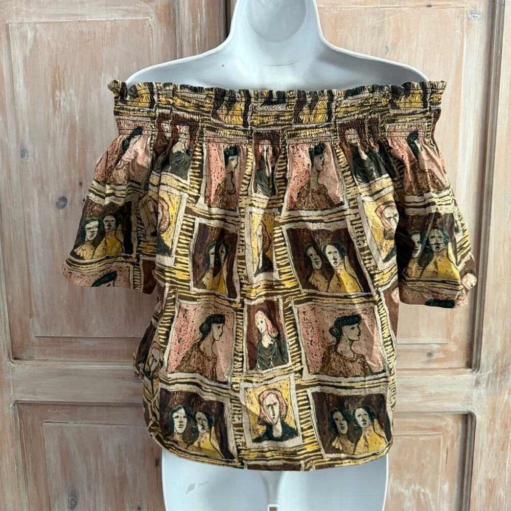 Burberry Off the Shoulder Faces Shirt Top Women’s 8 - Picture 9 of 14